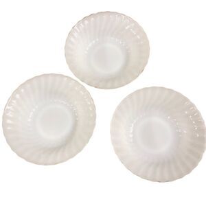 Fire King Vintage White Swirl‎ Berry Bowls Set of 3